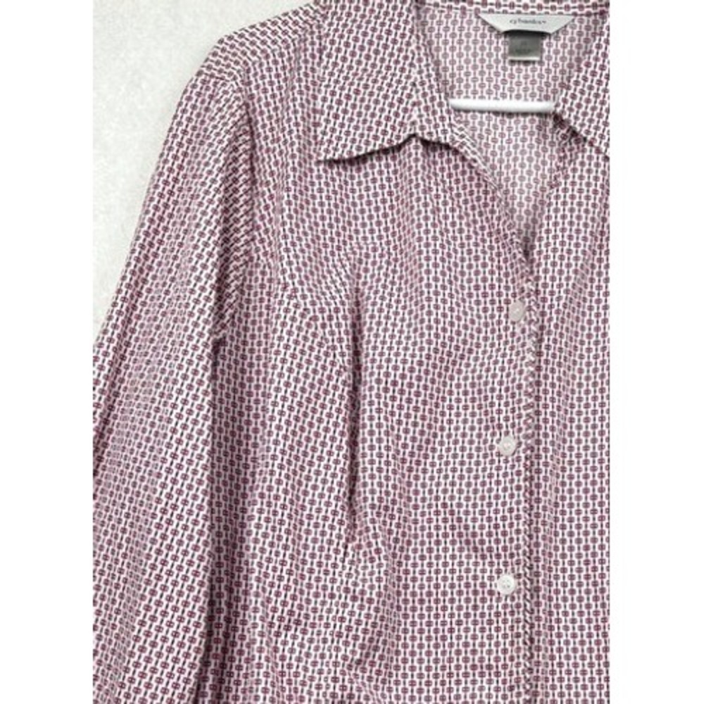 CJ‎ Banks Shirt Womens 2X Geometric Print Cotton Button Down Plus Size
